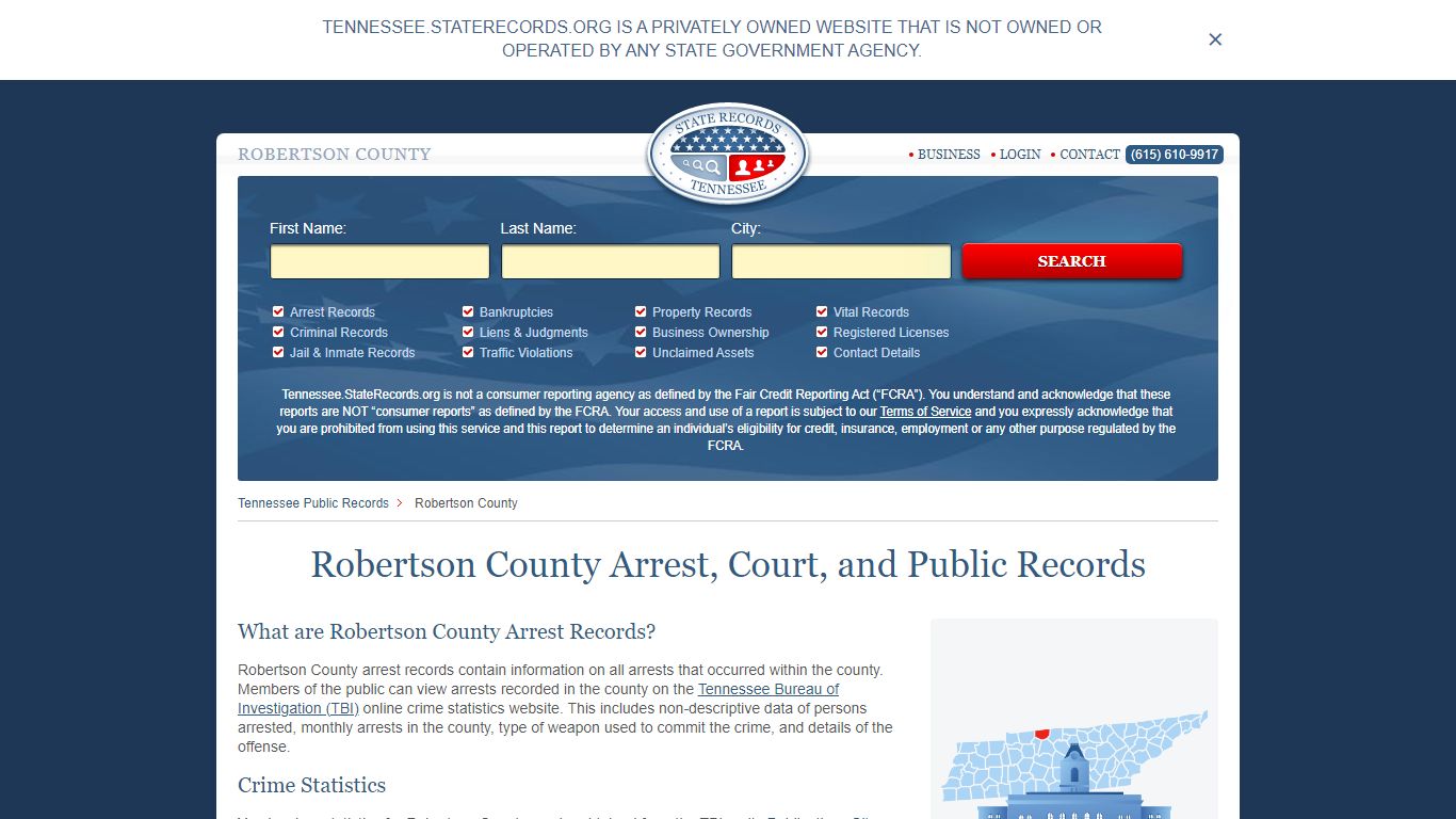 Robertson County Arrest, Court, and Public Records